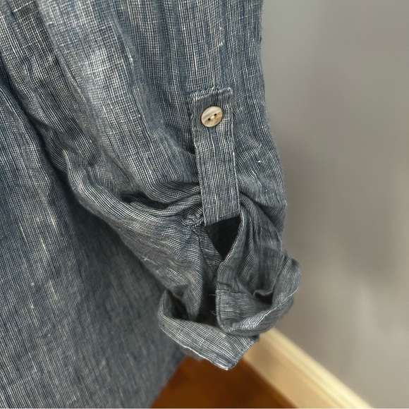 Sigrid Olsen 100% Linen top women’s size large cottagecore summery blue boho - Picture 13 of 15